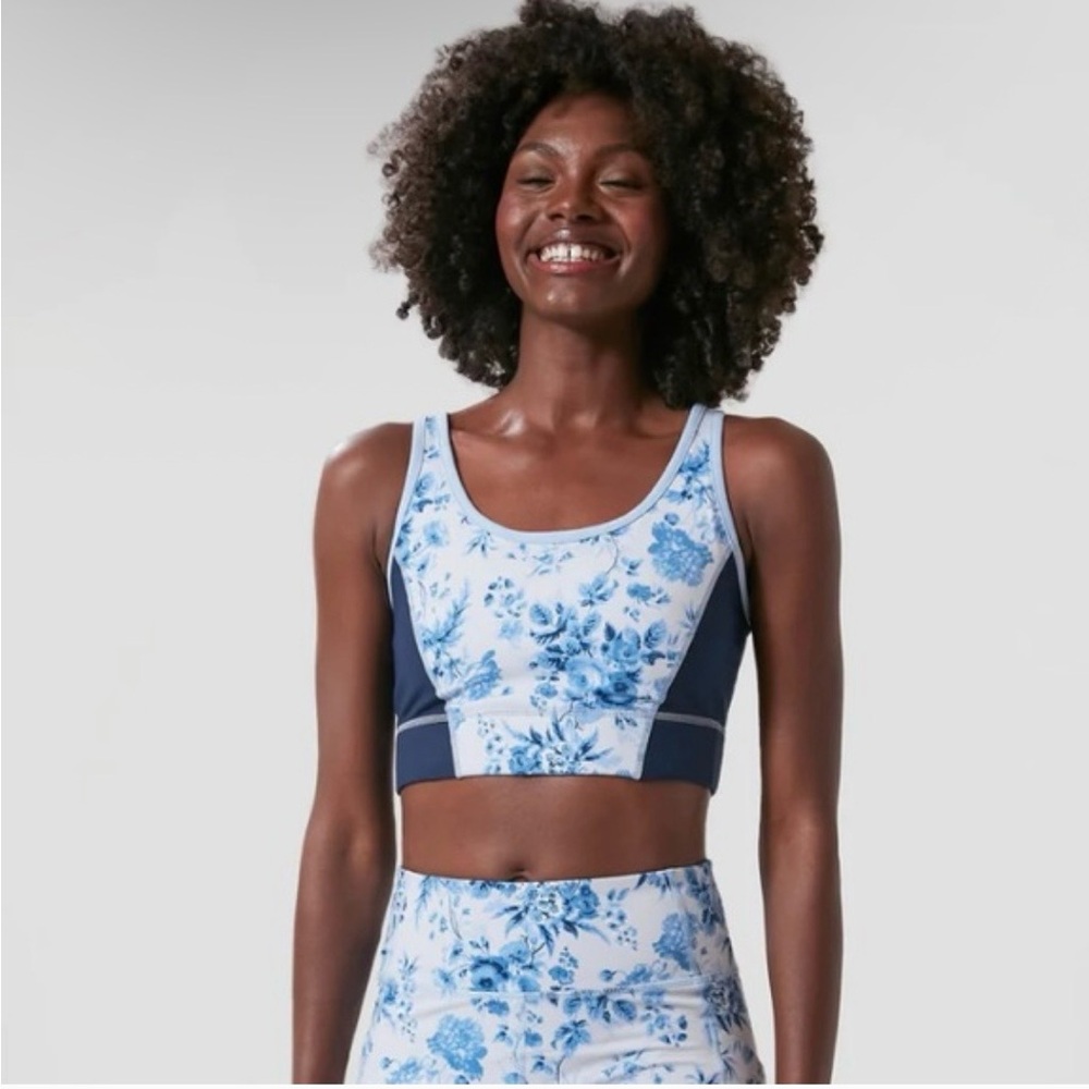 NWT Tuckernuck Blue Bouquet Floral Sports Jean Bra
